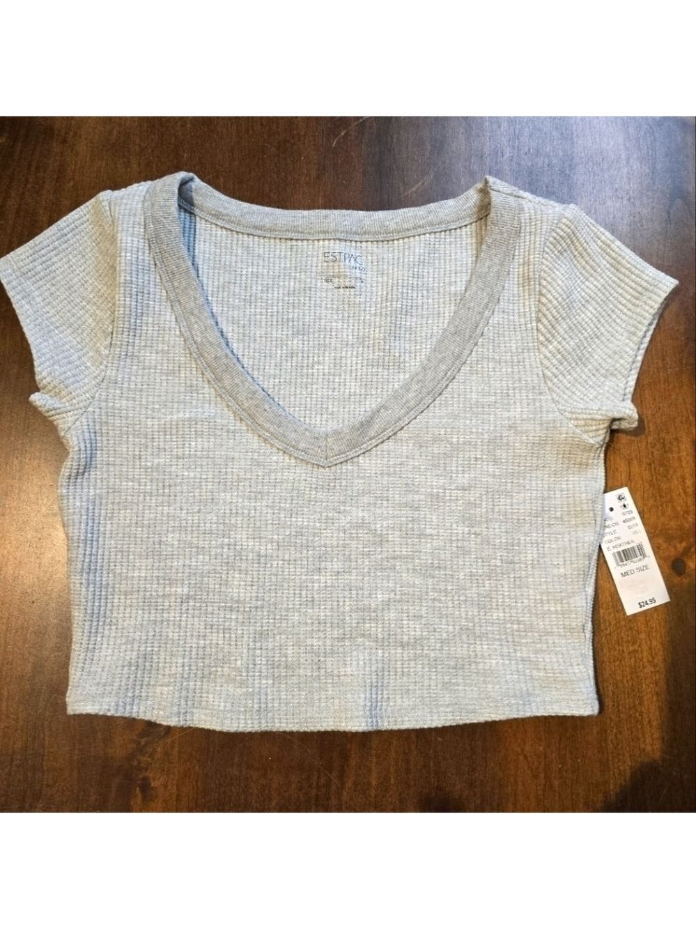 NWT Est.pac 1980 short sleeve gray crop top medium